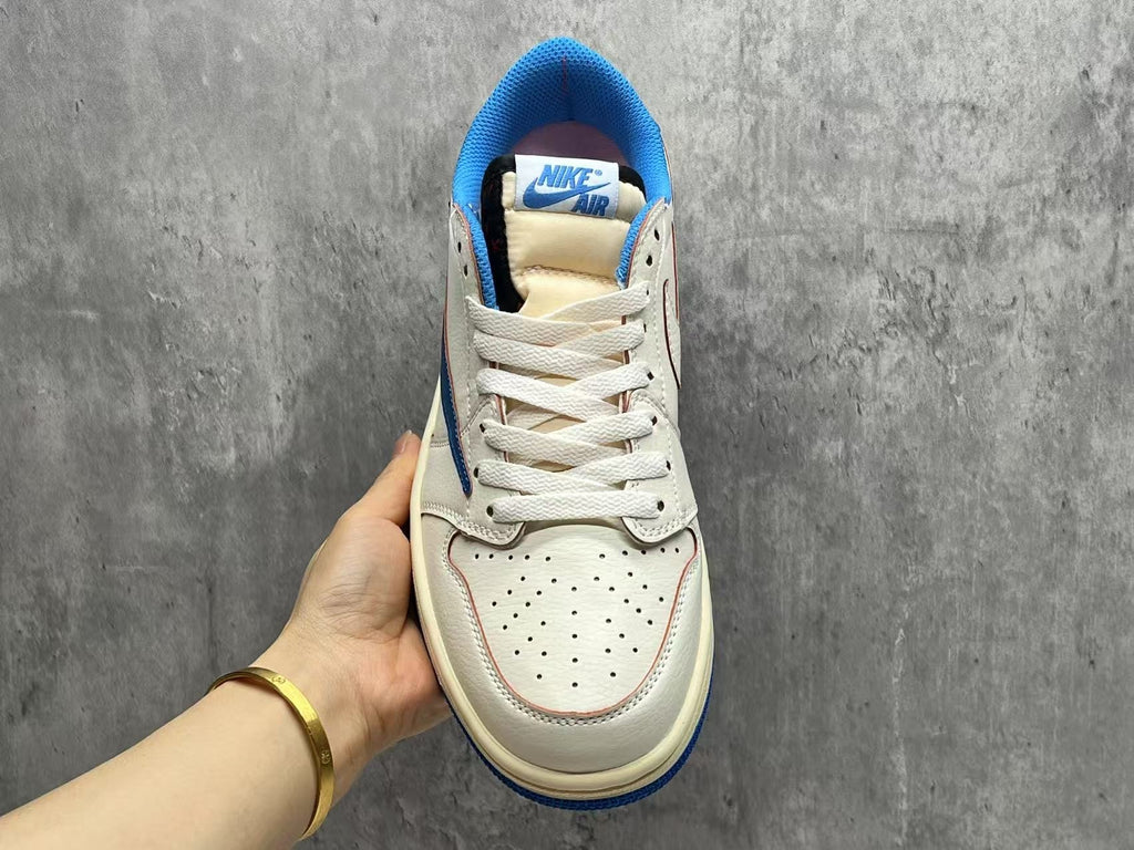 Travis Scott x Fragment x Air Jordan 1 Low OG SP 'Lightning 2.0' - White / Black / Blue