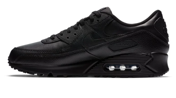 Men's Nike Air Max 90 LTR Leather Sneakers – Triple Black (131)