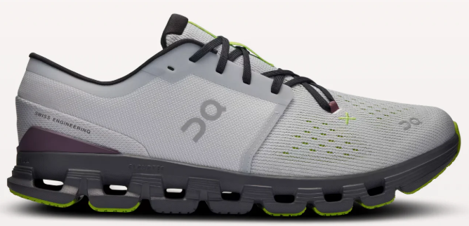 Men's On Cloud X 4 Shoes – Gray/Black with Lime Accents