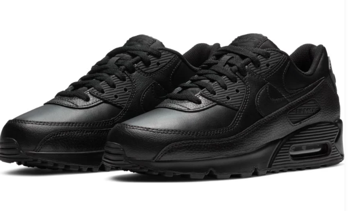 Men's Nike Air Max 90 LTR Leather Sneakers – Triple Black (131)