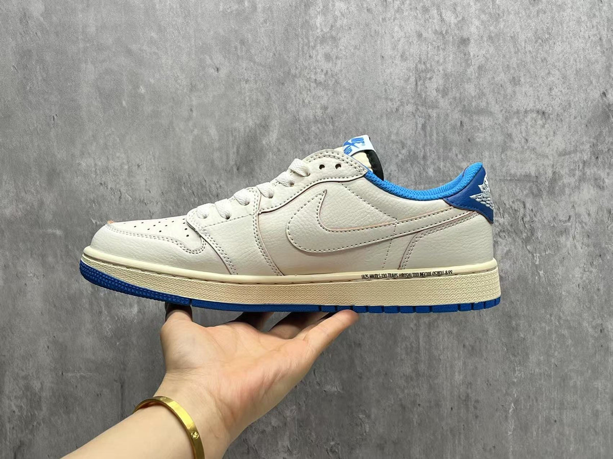 Travis Scott x Fragment x Air Jordan 1 Low OG SP 'Lightning 2.0' - White / Black / Blue