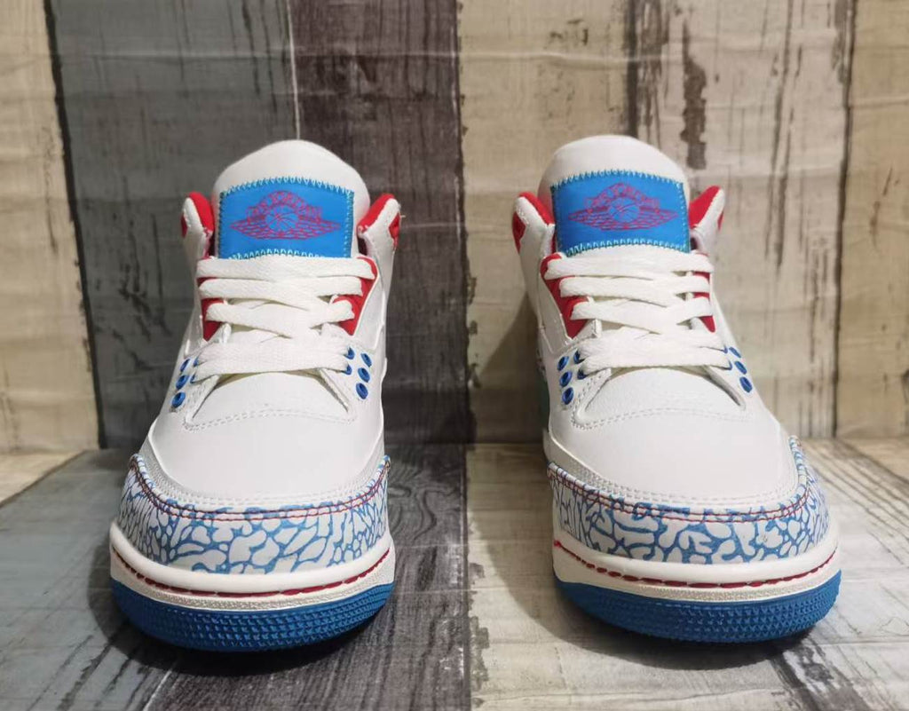 Air Jordan 3 - Cream / Blue / Red Men's Shoes