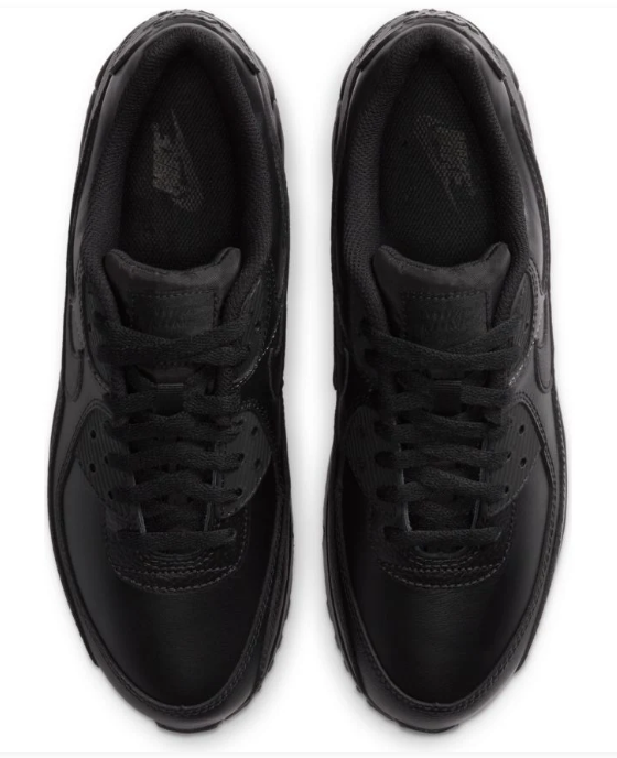 Men's Nike Air Max 90 LTR Leather Sneakers – Triple Black (131)
